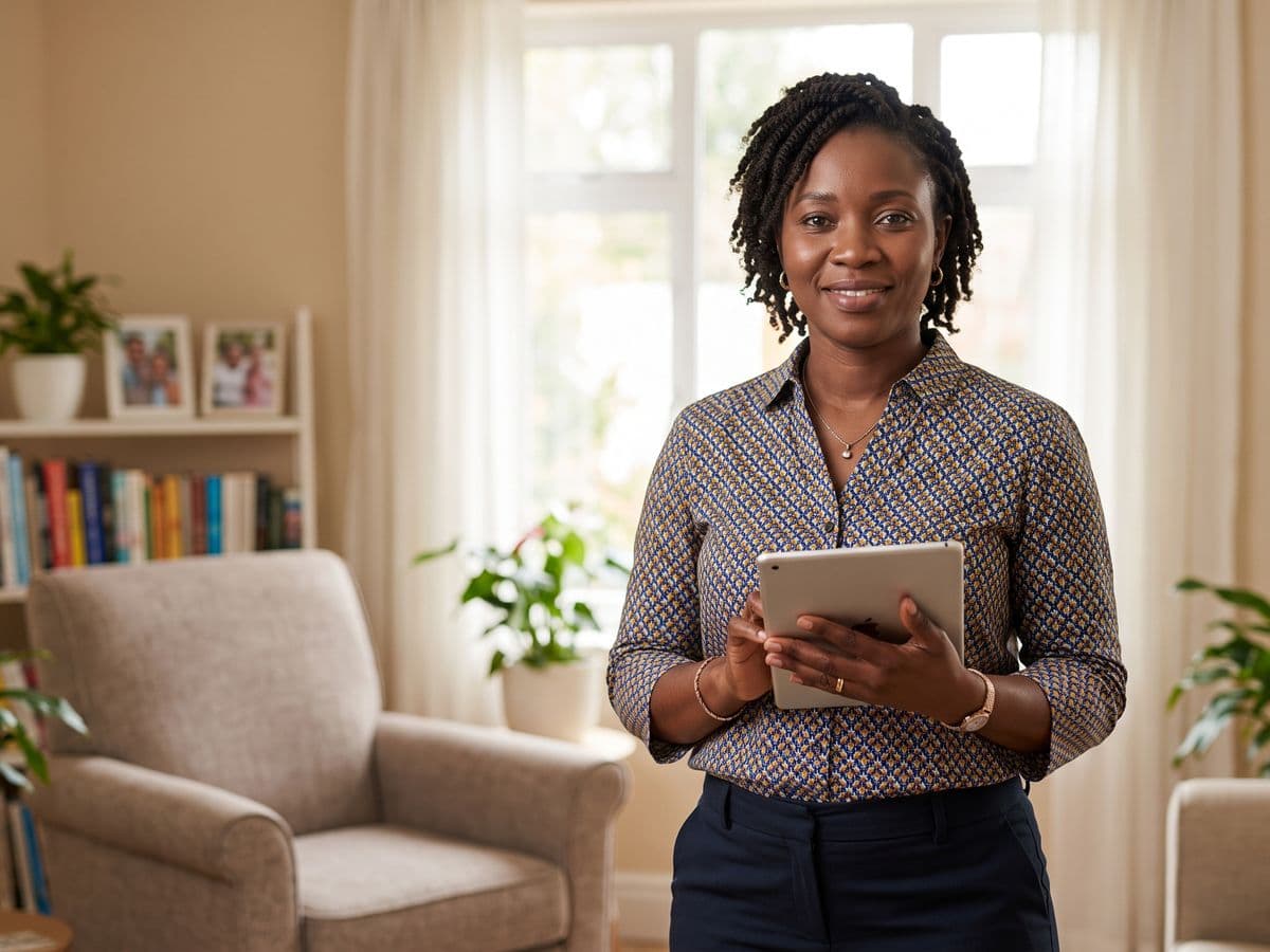 An agency manager reviewing care schedules on a tablet
